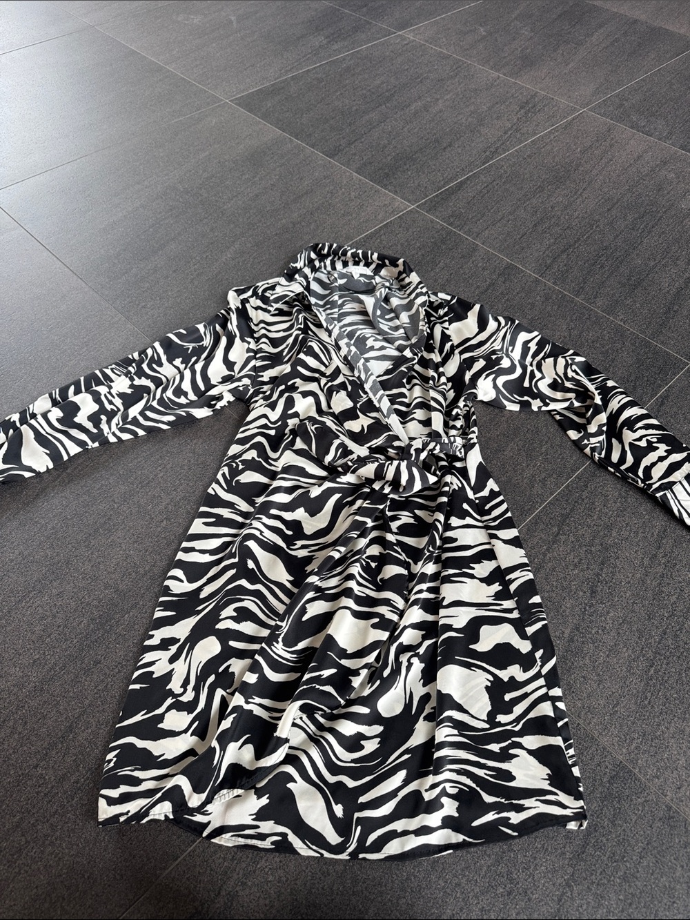 H&M Black and White Zebra-Print Wrap Dress